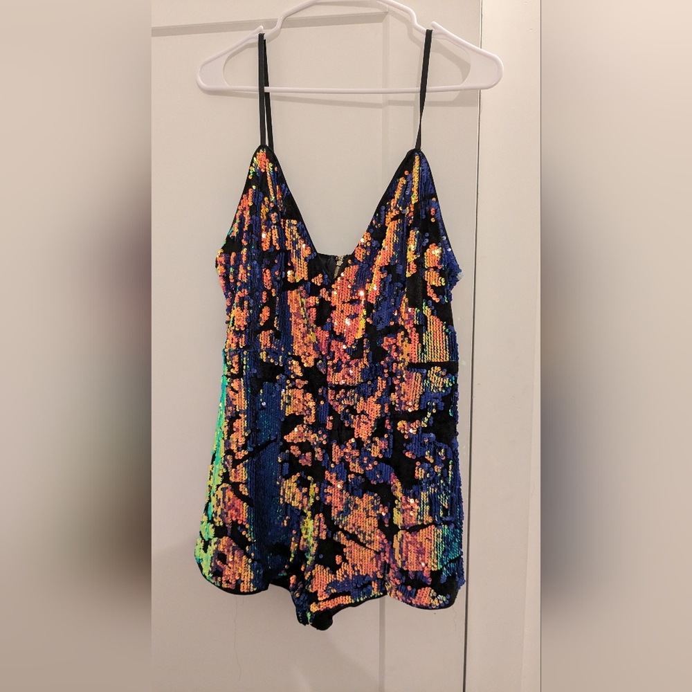 AKIRA Multicolor Sequin Romper